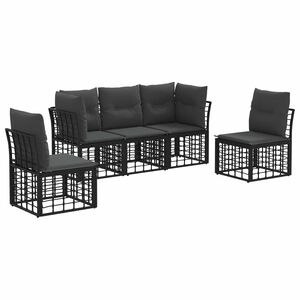 vidaXL Set di divani da esterno Nero Poliestere