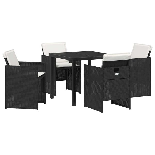 vidaXL Set da Pranzo per Giardino con cuscino 5 pcs Nero polyrattan