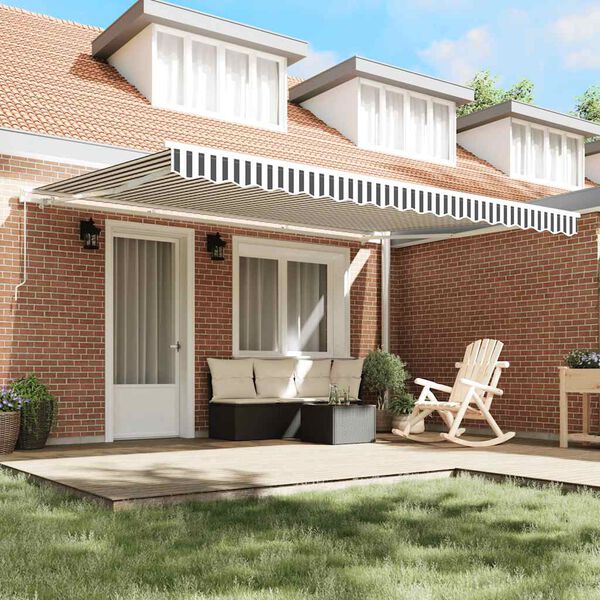 vidaXL Tenda da Sole Retrattile Manuale Antracite e Bianco 450x300 cm