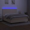vidaXL Letto a Molle con Materasso e LED Crema 180x200 cm in Tessuto