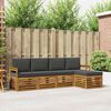 vidaXL Set divani 5 pcs Naturale e Antracite Legno di Acacia Massello