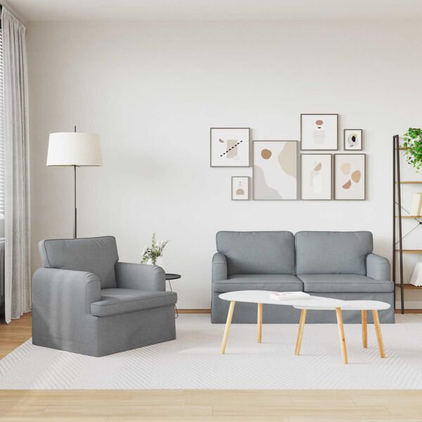 vidaXL Divano 2 pcs Grigio chiaro 162 x 80 x 85 cm Tessuto