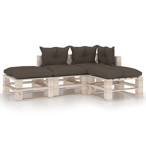 vidaXL Salotto Giardino in Pallet con Cuscini 4 pz in Legno di Pino