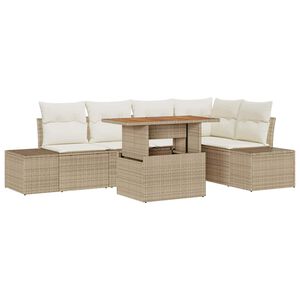vidaXL Set Divano da Giardino 6 pz Beige Poly Rattan