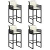 vidaXL Set Bar da Giardino 5 pz con Cuscini Nero in Polyrattan Acacia