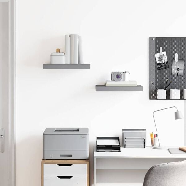 vidaXL Scaffali a Parete 2 pz Grigi 40x23x3,8 cm in MDF