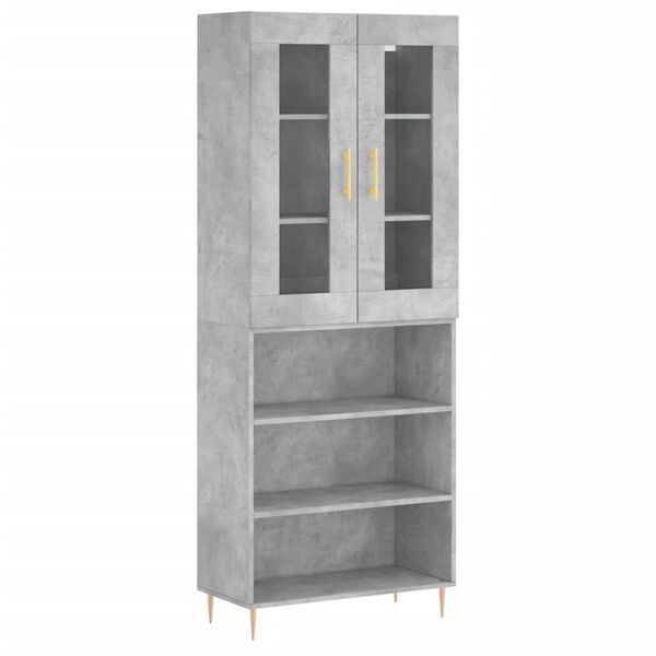vidaXL Credenza Grigio Cemento 69,5x34x180 cm in Legno Multistrato