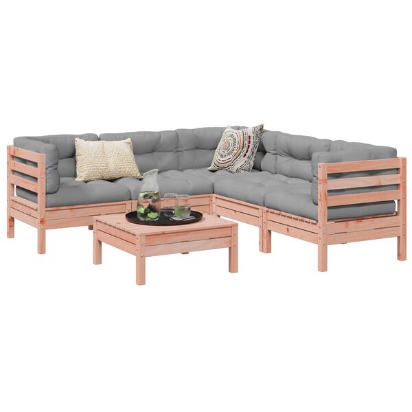 vidaXL Set Divani Giardino 6 pz Cuscini Legno Massello Abete Douglas