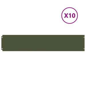 vidaXL Bordure per Prato 10 pz Verde Oliva Acciaio Laminato a Freddo