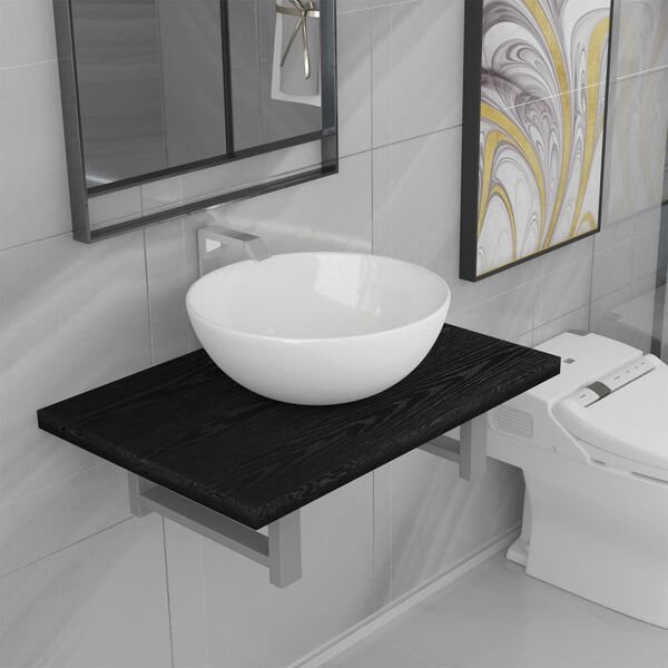 vidaXL Set Mobili da Bagno 2 pz Ceramica Nero