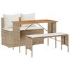 vidaXL Set da Pranzo da Giardino 3 pz con Cuscini Beige in Polyrattan
