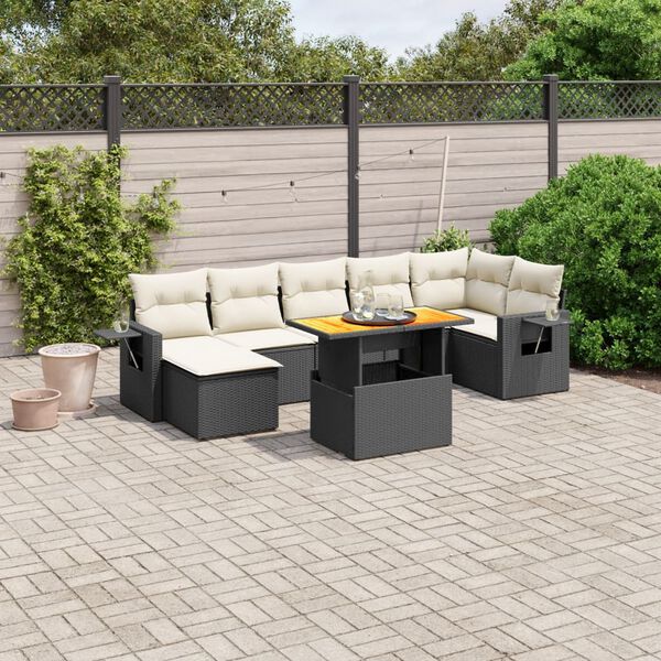vidaXL Set Divani da Giardino con Cuscini 8 pz Nero in Polyrattan