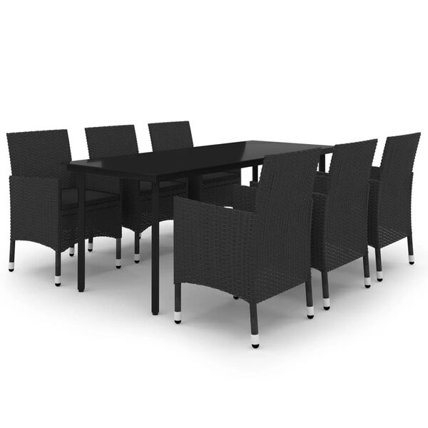 vidaXL Set da Pranzo da Giardino 7 pz e Cuscini in Polyrattan e Vetro