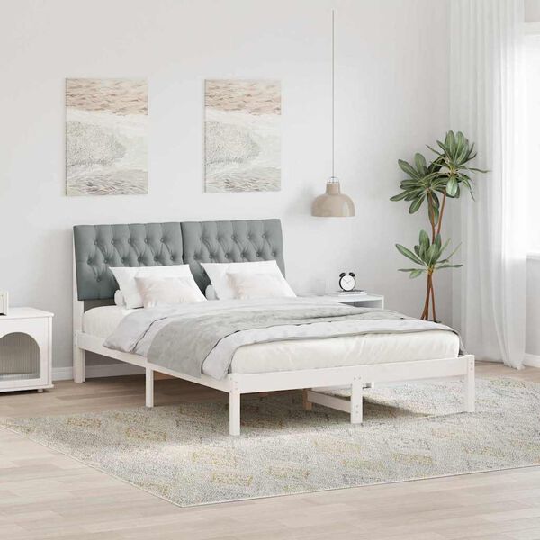 vidaXL Letto con Testiera Rivestita con testiera Bianco 150 x 200 cm