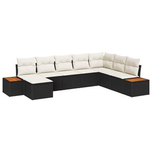 vidaXL Set Divano da Giardino 9 pcs Nero e Crema Polyrattan