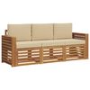 vidaXL Set divani 3 pz Naturale e Beige Legno di Acacia Massello