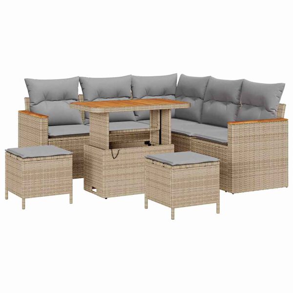 vidaXL Set Divano da Giardino 8 pcs Beige polyrattan