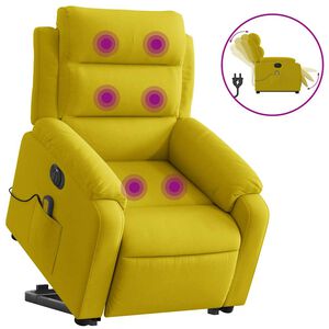 vidaXL Poltrona Alzapersona Massaggiante Elettrica Gialla Velluto