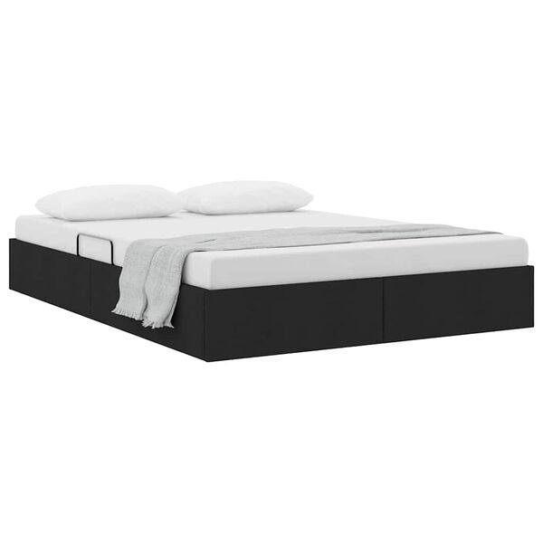 vidaXL Letto con Contenitore con materasso Nero 135 x 190 cm Tessuto