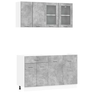 vidaXL Unit&agrave; Cucina LYON 4 pz Grigio Cemento Legno ingegnerizzato