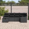 vidaXL Set Divano da Giardino con cuscino 6 pcs Nero Poly Rattan