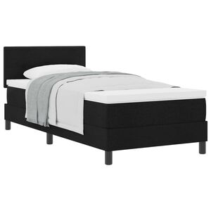 vidaXL Letto a molle con cuscino con testiera Nero 80 x 200 cm Tessuto