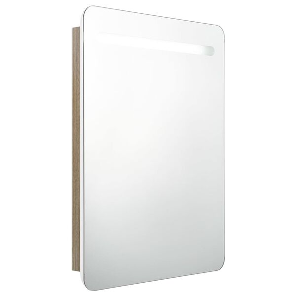 vidaXL Armadietto Bagno con Specchio e LED Bianco e Rovere 60x11x80 cm