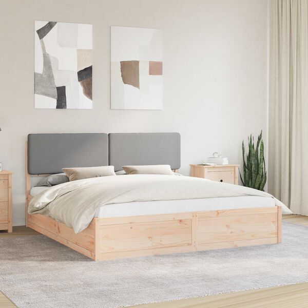 vidaXL Letto con Testiera Rivestita Grigio chiaro 200 x 200 cm