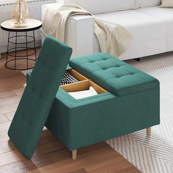 vidaXL Pouf contenitore Verde Scuro 80 x 80 x 45 cm Tessuto