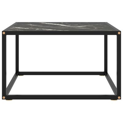 vidaXL Tavolino da Salotto Nero con Vetro Marmo Nero 60x60x35 cm