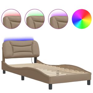 vidaXL Giroletto con LED senza Materasso Hvar Cappuccino 80x200 cm