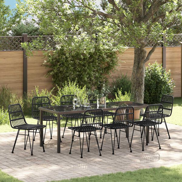 vidaXL Set da Pranzo per Giardino 9 pcs Nero
