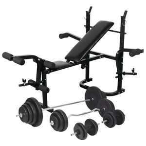 vidaXL Panca Multifunzione con Bilanciere e Set di Manubri 120 kg