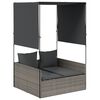 vidaXL Lettino Prendisole Doppio Tetto e Tende Grigio in Polyrattan