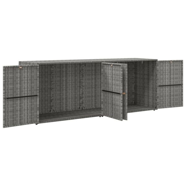 vidaXL Mobile Portaoggetti da Giardino Grigio 198x55,5x80cm Polyrattan