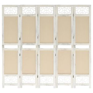 vidaXL Divisorio a 5 Pannelli Crema 175x165 cm in Tessuto
