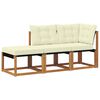 vidaXL Divano modulare da esterno con cuscino 3 Pezzo Naturale e Crema