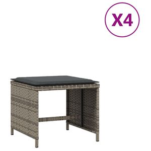 vidaXL Sgabelli Giardino con Cuscini 4pz Grigi 41x41x36cm Polyrattan