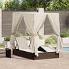 vidaXL Lettino doppi con Tetto Marrone 205 x 129 x 200 cm Rattan PE