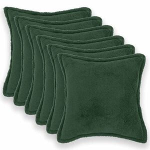 vidaXL Federa 6 pz HOUTEN Verde Scuro 30 x 30 cm Boucl&eacute;