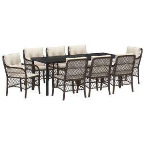 vidaXL Set da Pranzo per Giardino 9 pz Marrone polyrattan