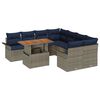 vidaXL Set Divano da Giardino 9 pcs Grigio e Blu Navy polyrattan