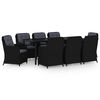 vidaXL Set da Pranzo da Giardino 9 pz Nero