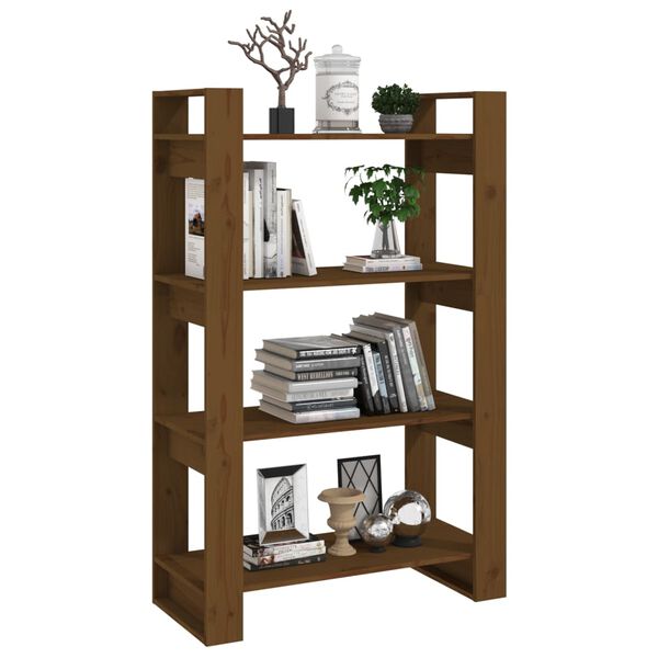 vidaXL Libreria/Divisorio Ambrato 80x35x125 cm Legno Massello di Pino