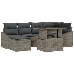 vidaXL Set Divano da Giardino 7 pz Grigio