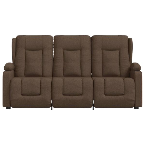 vidaXL Divano Massaggio a 3 Posti con Portabicchieri Marrone