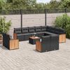 vidaXL Set Divani da Giardino 13pz con Cuscini Nero in Polyrattan