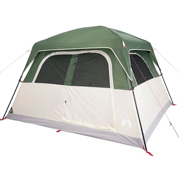 vidaXL Tenda Familiare Cabina per 6 Persone Verde Impermeabile