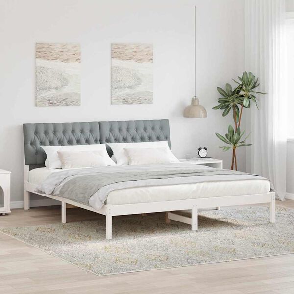 vidaXL Letto con Testiera Rivestita con testiera Bianco 180 x 200 cm