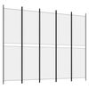 vidaXL Divisorio a 5 Pannelli Bianco 250x200 cm Tessuto